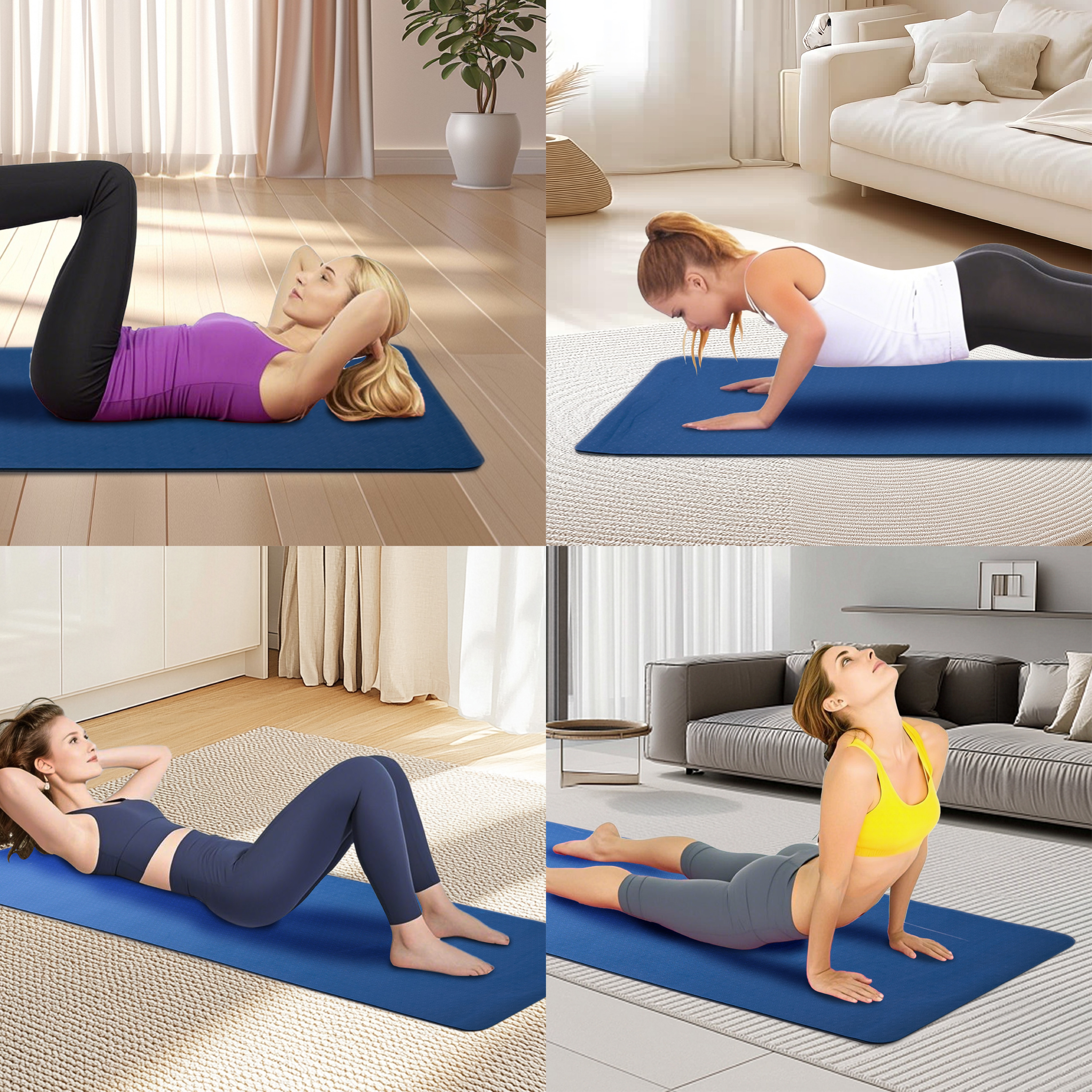 Yoga Mat, Exercise Yoga Mat With Non-Slip Design, Professional TPE Exericise Mat, 72" X 24" Multi-Purpose Workout Mat For Women, Pilates Fitness And Floor Exercises_voghion.com